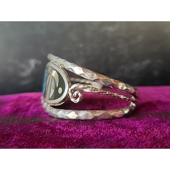 Alpaca Mexico Abalone Shell Beach Scene Cuff Bracelet Vintage - Picture 5 of 10